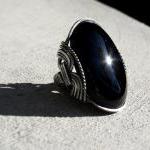 Huge Onyx Ring, Oxidized Si..