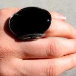 Huge Onyx Ring, Oxidized Si..