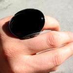 Huge Onyx Ring, Oxidized Si..