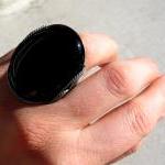 Huge Onyx Ring, Oxidized Si..