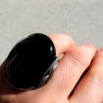 Huge Onyx Ring, Oxidized Si..